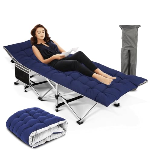 Nictemaw Folding Camping Cot, 900 LBS Heavy Duty Sleeping Cot Portable Camping Cots for Adults Double Layer Oxford with Carry Bag for Home