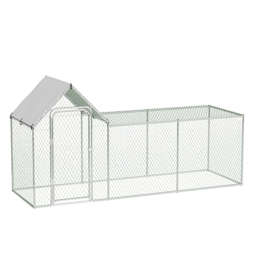 Large Metal Chicken Coop,9.8'Lx3.3'Wx5'H Heavy Duty Walkin Chicken Run with Waterproof and Anti-Uv Cover,Chicken Pens Outdoor with Top for Ducks