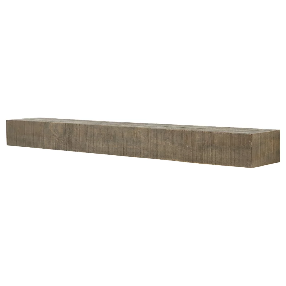 Country Living Wood Fireplace Mantel Shelf - Stockbridge 48 Inch Beach Sand Finish | Rustic Distressed Pine Shelf with Hand-Hewn Details