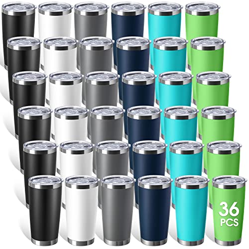 Sieral 36 Packs Stainless Steel Tumbler Bulk with Lid Vacuum Double Wall Insulated Travel Coffee Mug Powder Coated Tumbler Cup for Graduation Wedding