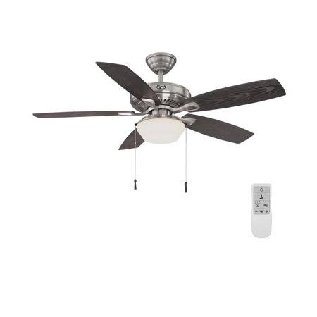 Hampton Bay Gazebo 52 in. LED Brushed Nickel Ceiling Fan with Light and Remote Control Works with Google and Alexa