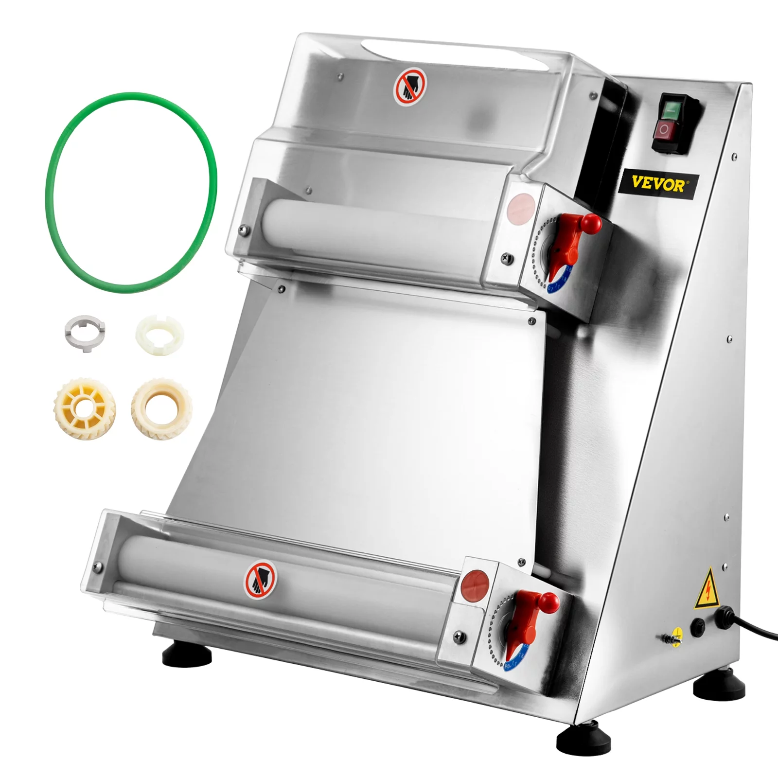 VEVORbrand Commercial Dough Roller Sheeter 15.7inch Electric Pizza Dough Roller Machine 370W Automatically Suitable for Noodle Pizza Bread and Pasta
