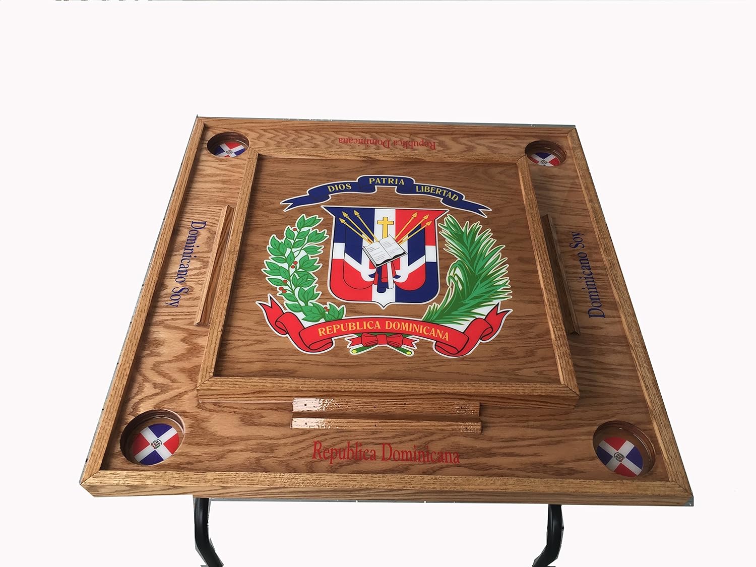 Domino Table with Dominican Republic Escudo -Dark Walnut