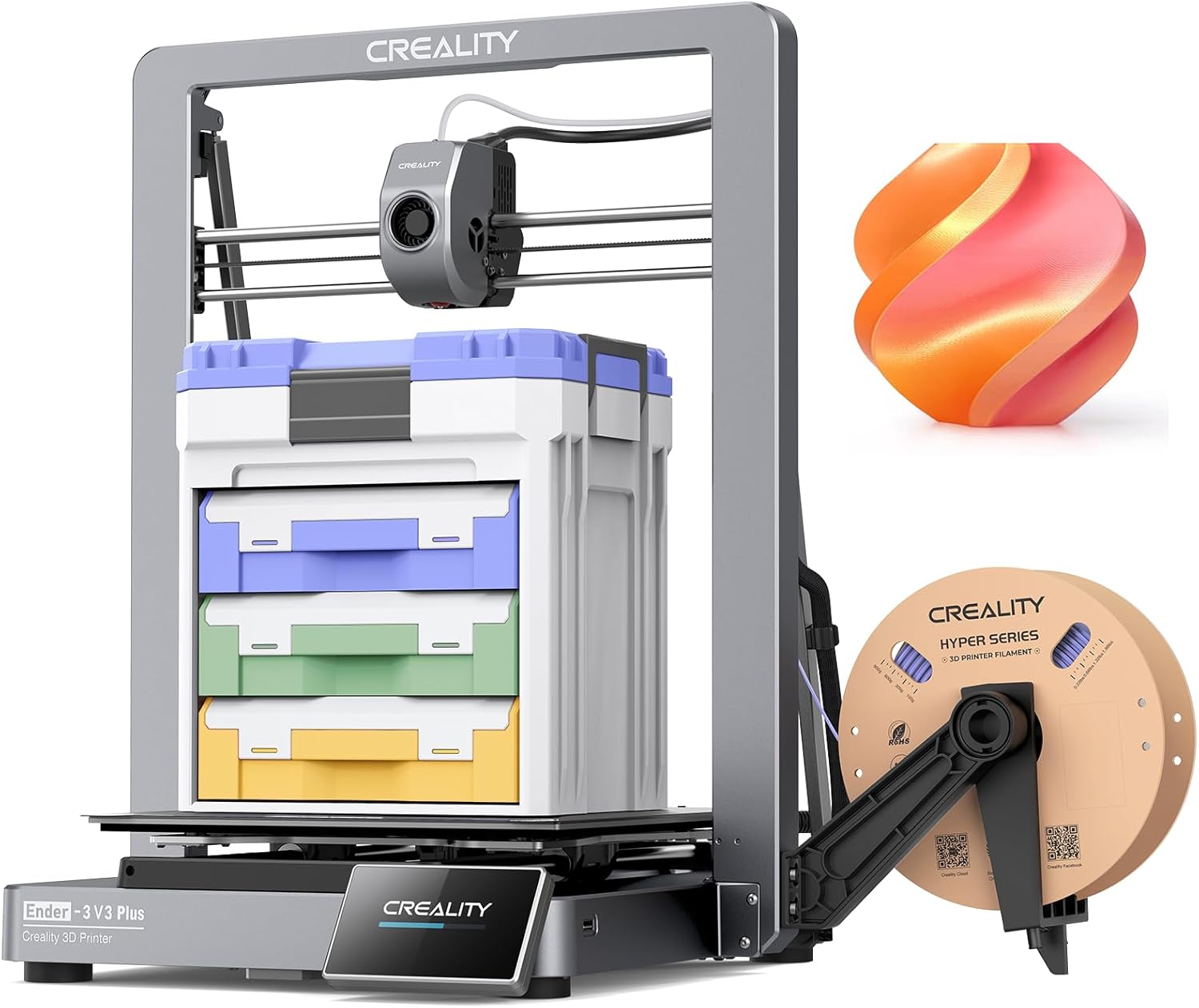 Creality Ender 3 V3 Plus 3D Printer,CoreXZ Speedy 600mm/s High Speed,Clog-Free Extruder,Instant Cooling,Powerful Motors,Stable Rod