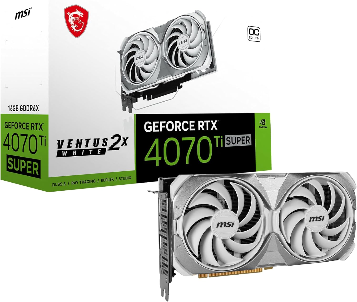 MSI Gaming RTX 4070 Ti Super 16G Ventus 2X White OC Graphics Card (NVIDIA RTX 4070 Ti Super, 256-Bit, Extreme Clock: 2655 MHz, 16GB GDRR6X 21 Gbps