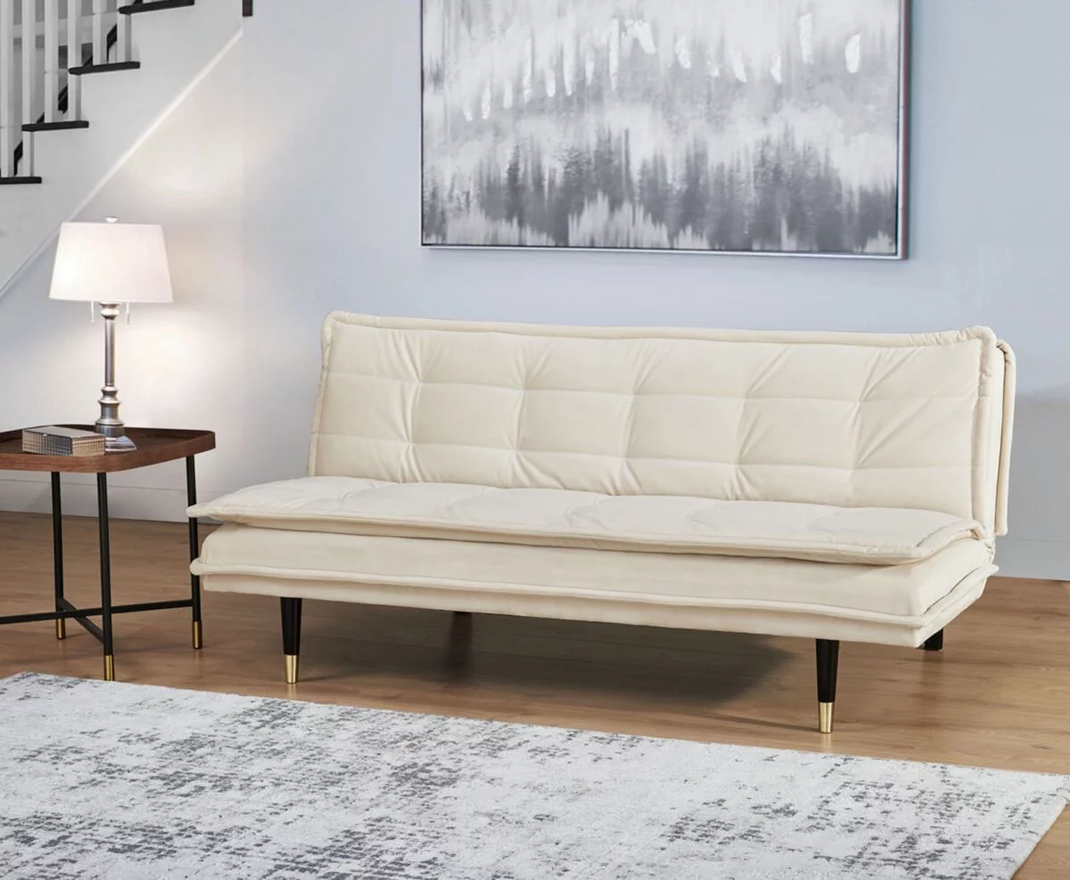 Abbyson Clark Leather Reclining Sofa, Beige