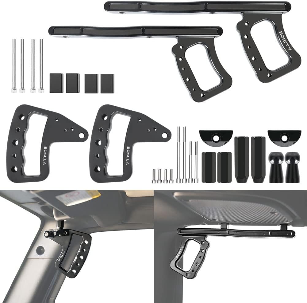 Front & Rear Roll Bar Grab Handles Kit Compatible with 2007-2018 Jeep Wrangler JK JKU Unlimited 4 Door Pack of 2