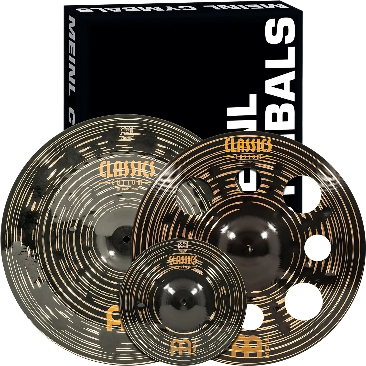 Meinl Cymbals 2 Classics Custom Dark Effects Pack / 3-pc Box Set for Drums, 10/16/18-inch, Made in Germany CCD-FX2 - Curated Treasures Market