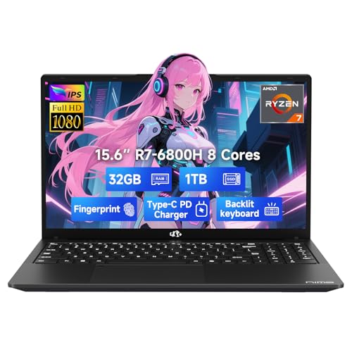 NIMO 15.6" IPS FHD-Gaming-Laptop, 8 Cores AMD Ryzen 7 6800H 32GB DDR5 RAM 2TB SSD (Beat i7-12700H