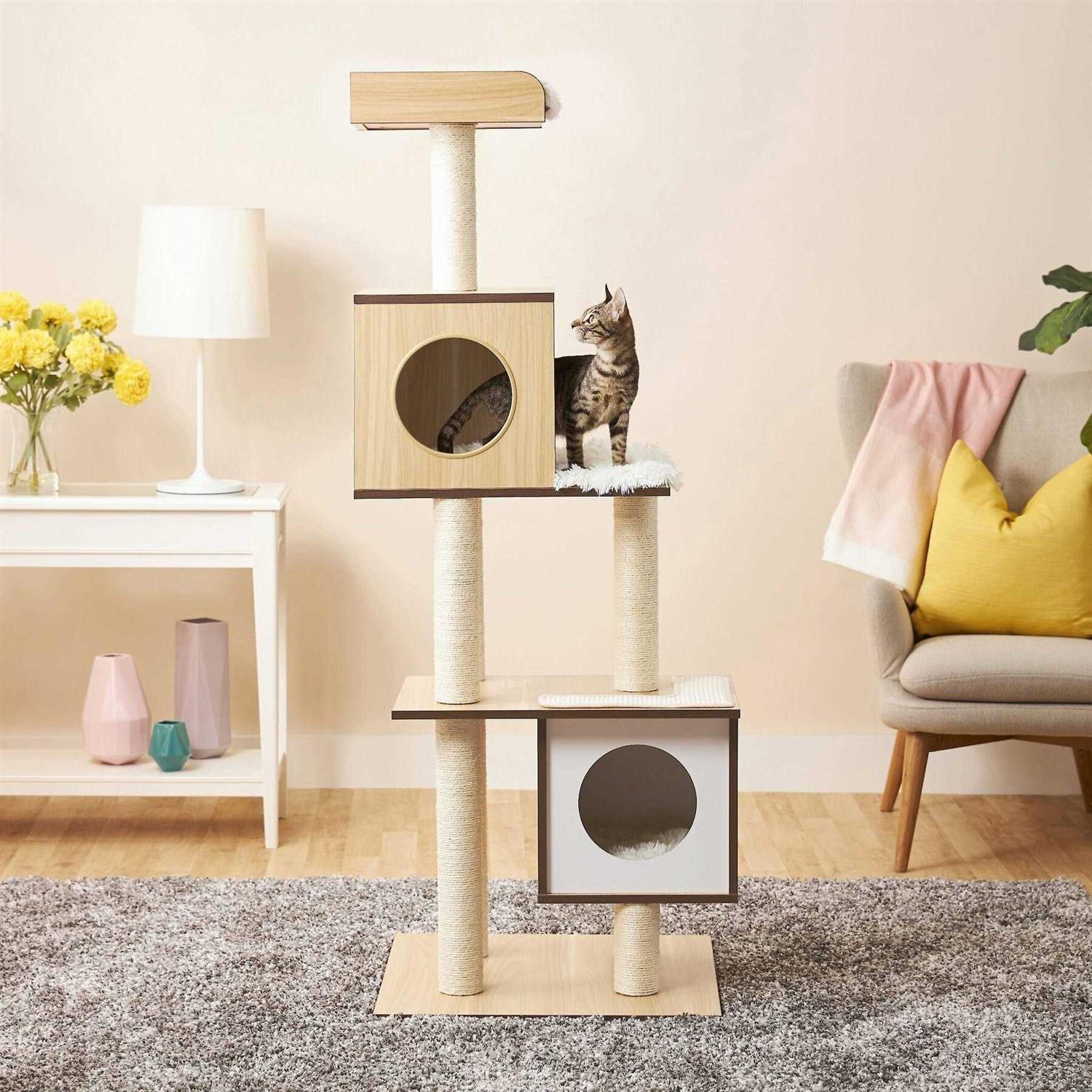 Frisco 62-in Modern Cat Tree Condo - Pet Supplies online store