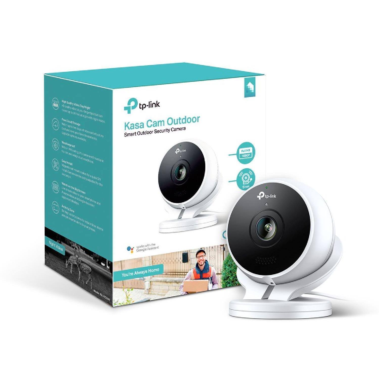TP-Link - Kasa Outdoor 1080p Wi-Fi Wireless Network Surveillance Camera - White