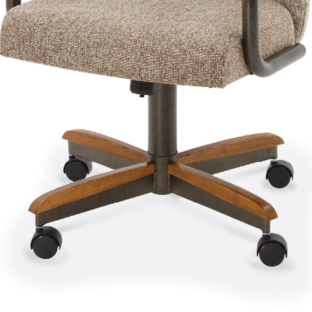 Chromcraft Douglas Caster Dining Chairs in Chestnut, Gray Finish (Set of 2) Chestnut Chestnut Finish