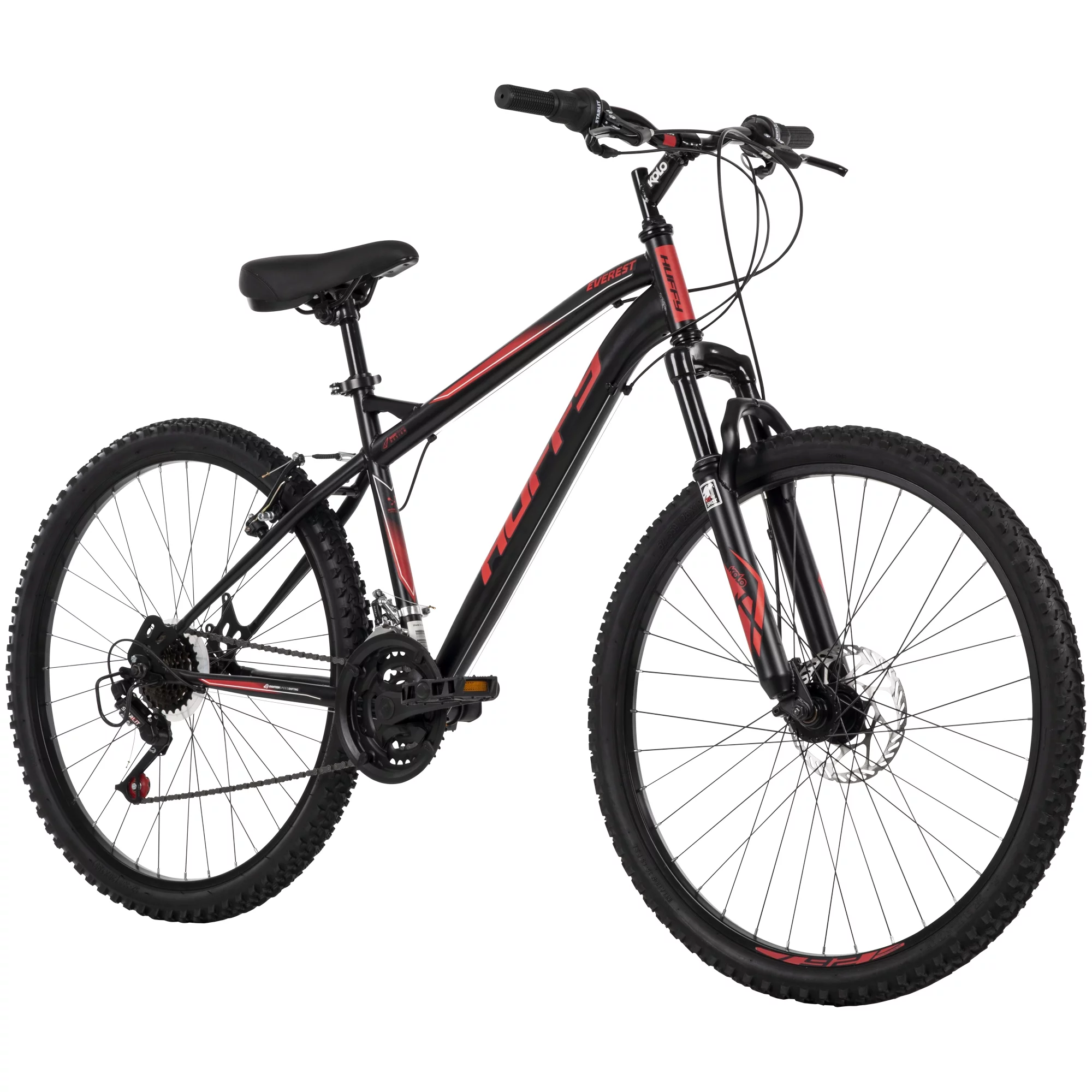 Huffy 26 In. Everest Men's 21-Speed Hardtail Mountain Bike, Black and Red