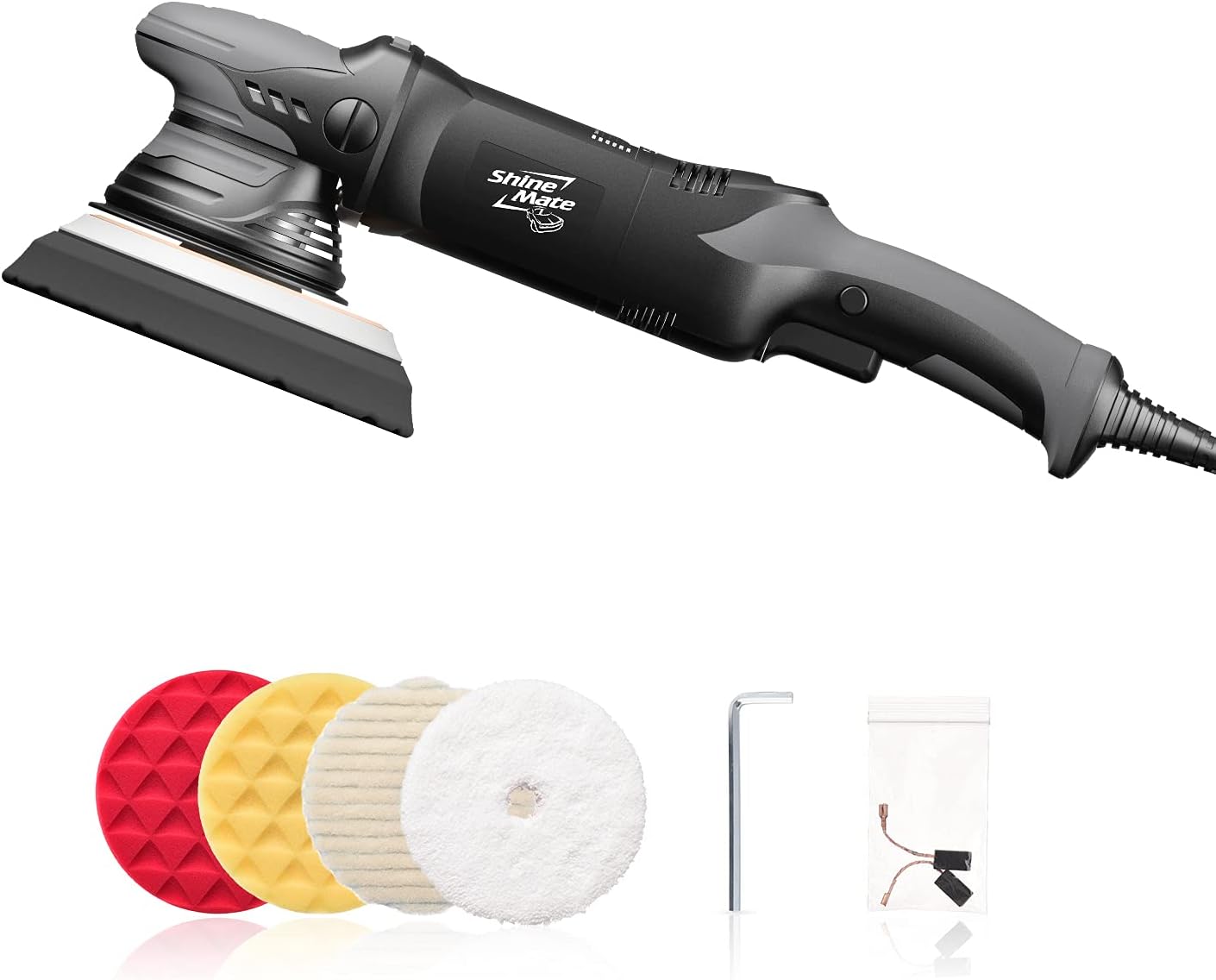 ShineMate Dual Action Polisher for Car Detailing 5 Inch, Corded Wax Random Orbital Polisher with 4 Polishing Pads, Variable Speed Polisher Buffer