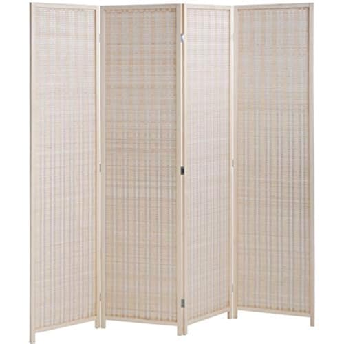 FDW Room Divider Bamboo Room Divider Wall Folding Privacy Wall Divider Wood Screen for Home Bedroom Living Room (6 Panel, Natural)