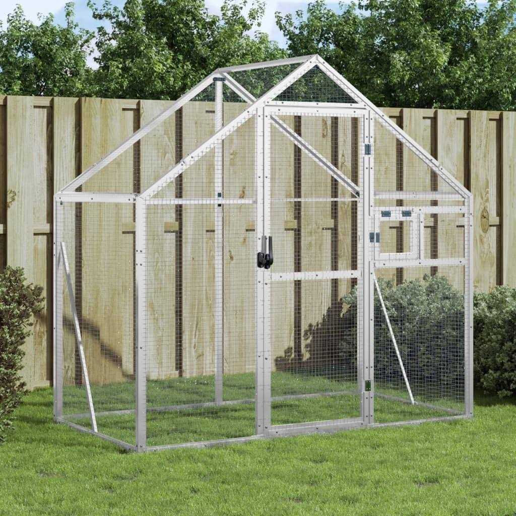 Aviary Silver 179x100x185 cm Aluminium vidaXL - Pet Supplies online store