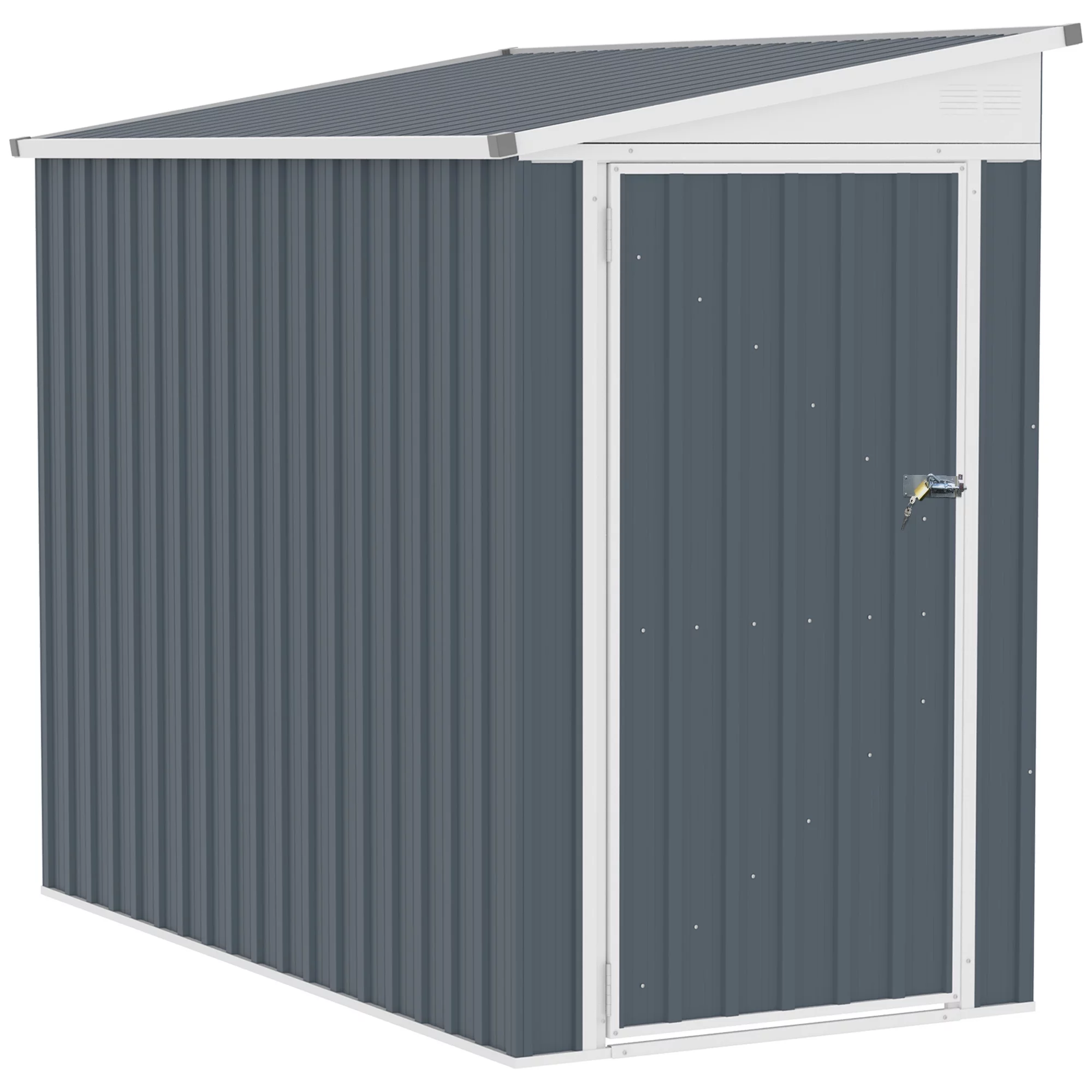 Outsunny Metal Outdoor Storage Shed, Lean to Shed ith Lockable Door