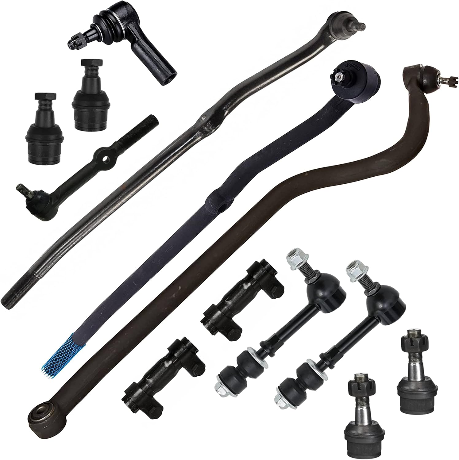 PartsW - 13 Piece Kit for DODGE RAM 3500 / RAM 2500, Tie Rod End, Drag Link, Inner & Outer Tie Rod Ends, Lower & Upper Ball Joints, Adjusting Sleeves