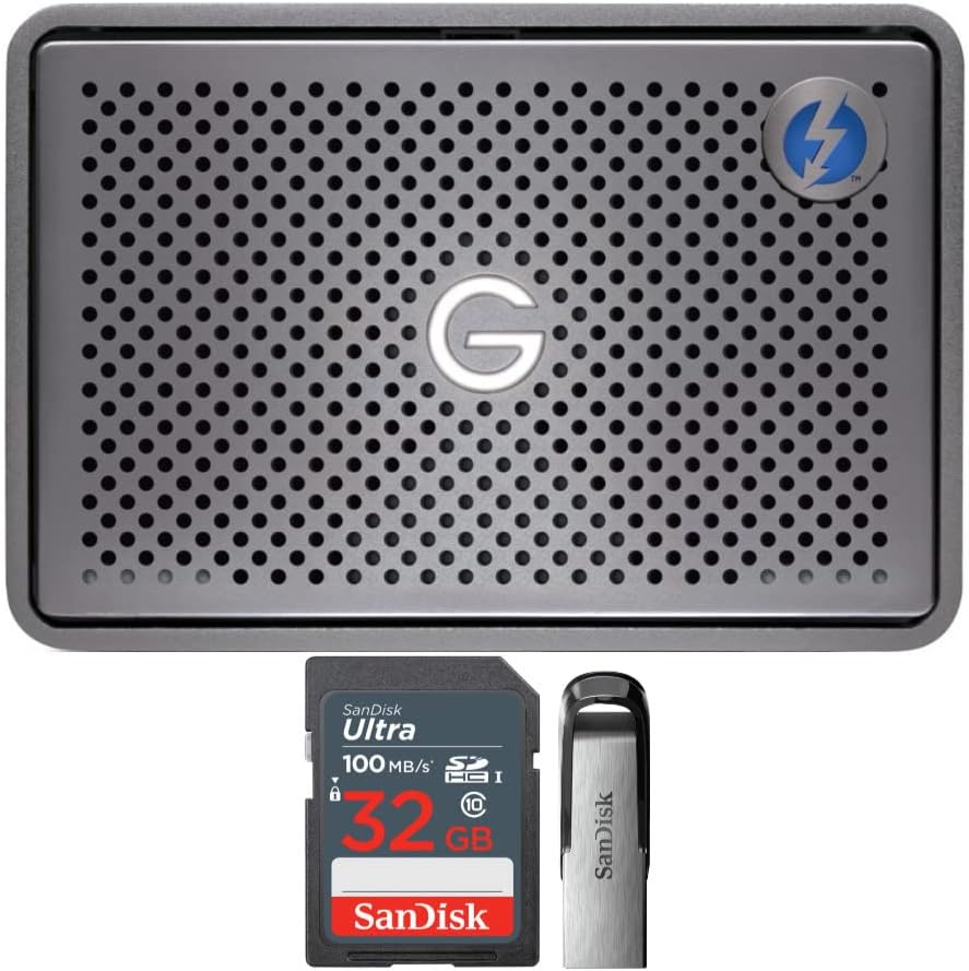 SanDisk Professional G-RAID 2 12TB 2-Bay RAID Array (2 x 6TB, Thunderbolt 3 / USB 3.2 Gen 1) with 32GB Storage Bundle (3 Items)
