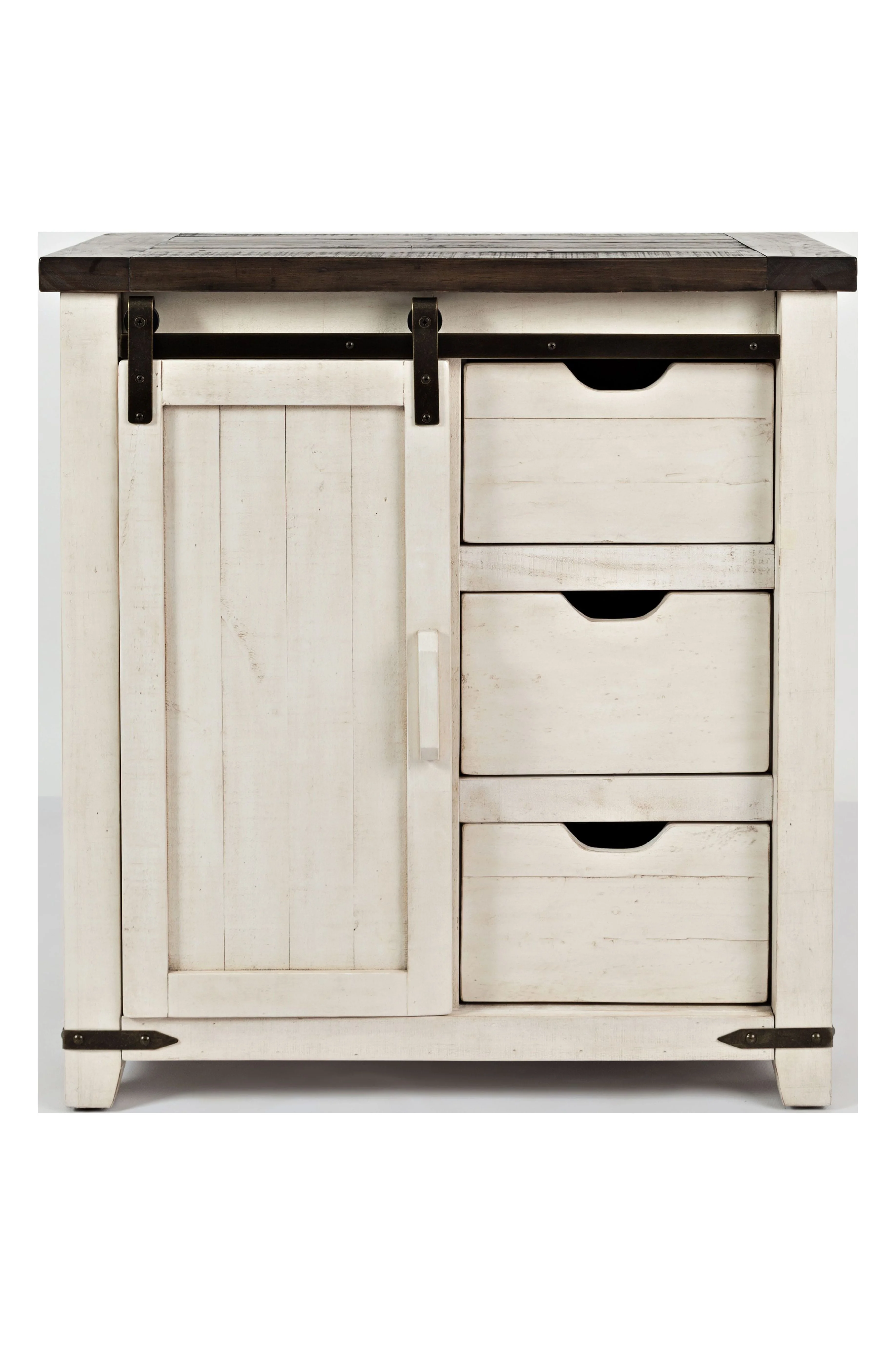 Jofran Madison County Rustic Reclaimed Pine Farmhouse 32" Barn Door Accent Cabinet