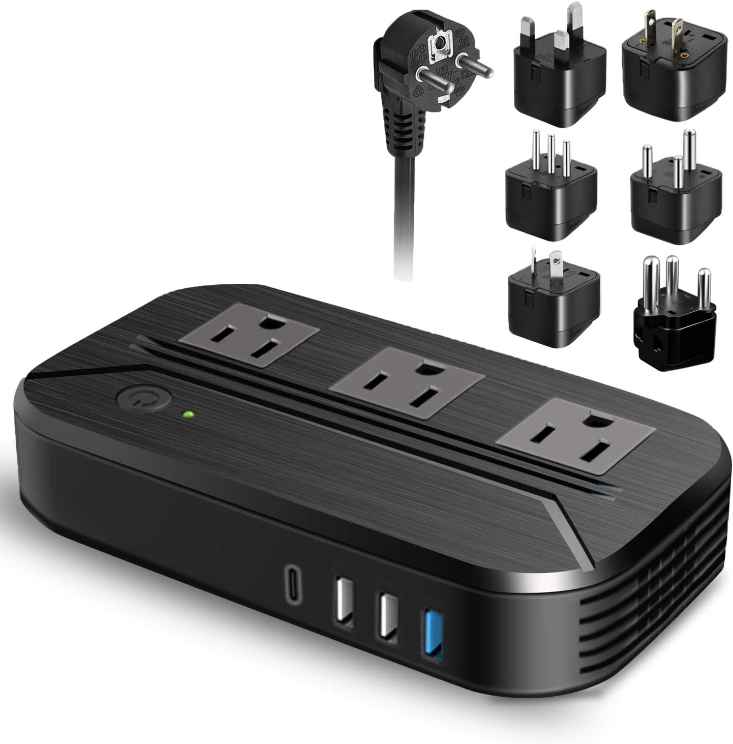 Voltage Converter 2300W International Power Converter Step Down 220v/240v to 110v/120v Travel Adapter Transformer w/ 4 USB 3 AC Outlets 7 Worldwide