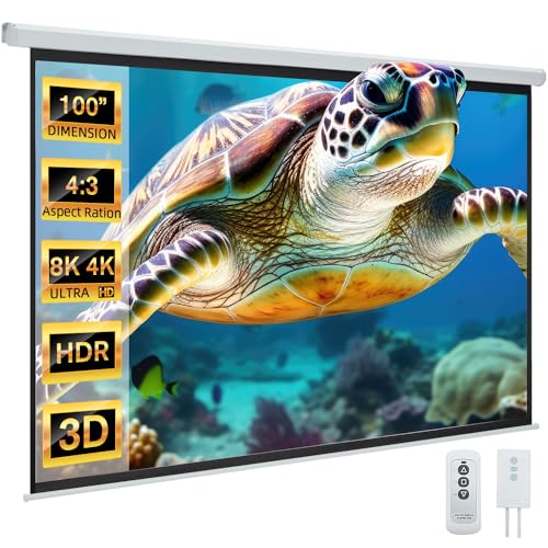 YODOLLA 100" Projector Screen Motorized 4:3