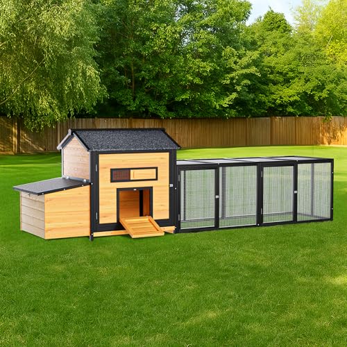 109.6'' Large Wood Chicken Coop Enclosures,Walk-in Poultry Cage