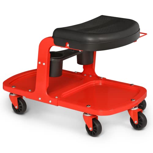 Magshion Garage Mechanic Creeper Seat with Tool Tray/Rack and Can Holder