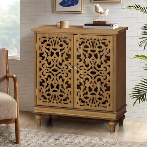 MAISON ARTS Accent Cabinet with Hollow Carved Doors