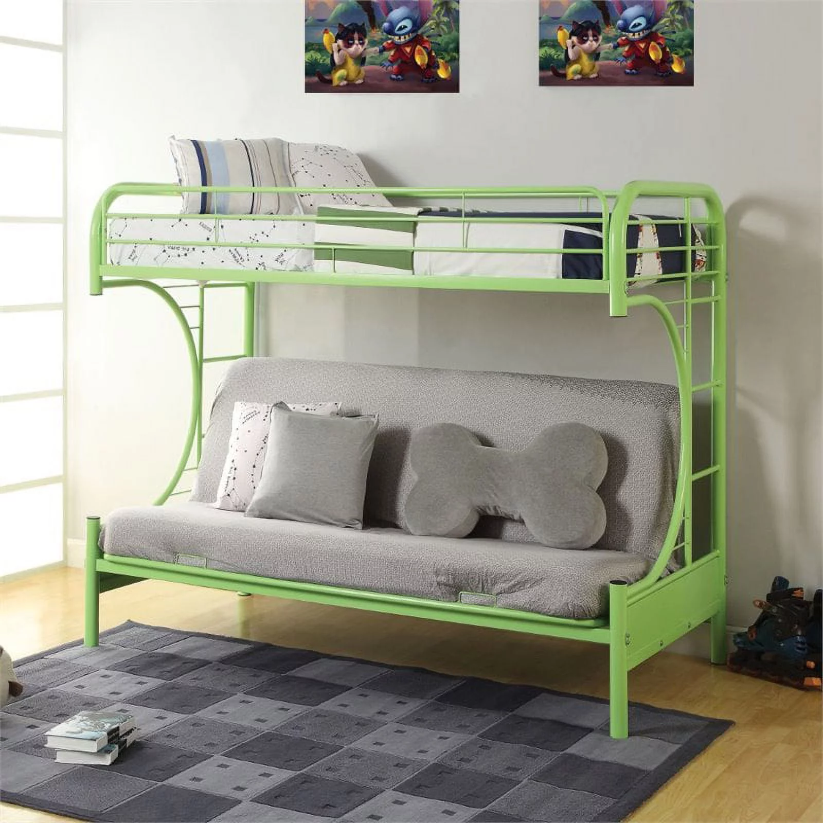 Bowery Hill Twin over Full Futon Bunk Bed in Green