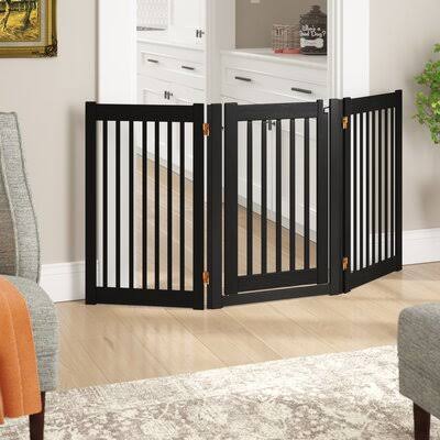 Clarissa Handcrafted 32x22 3 Panel Walk-Through Free Standing Gate Archie u0026 Oscar Finish: Black, Size: 32x22 H x 32x22 W Up