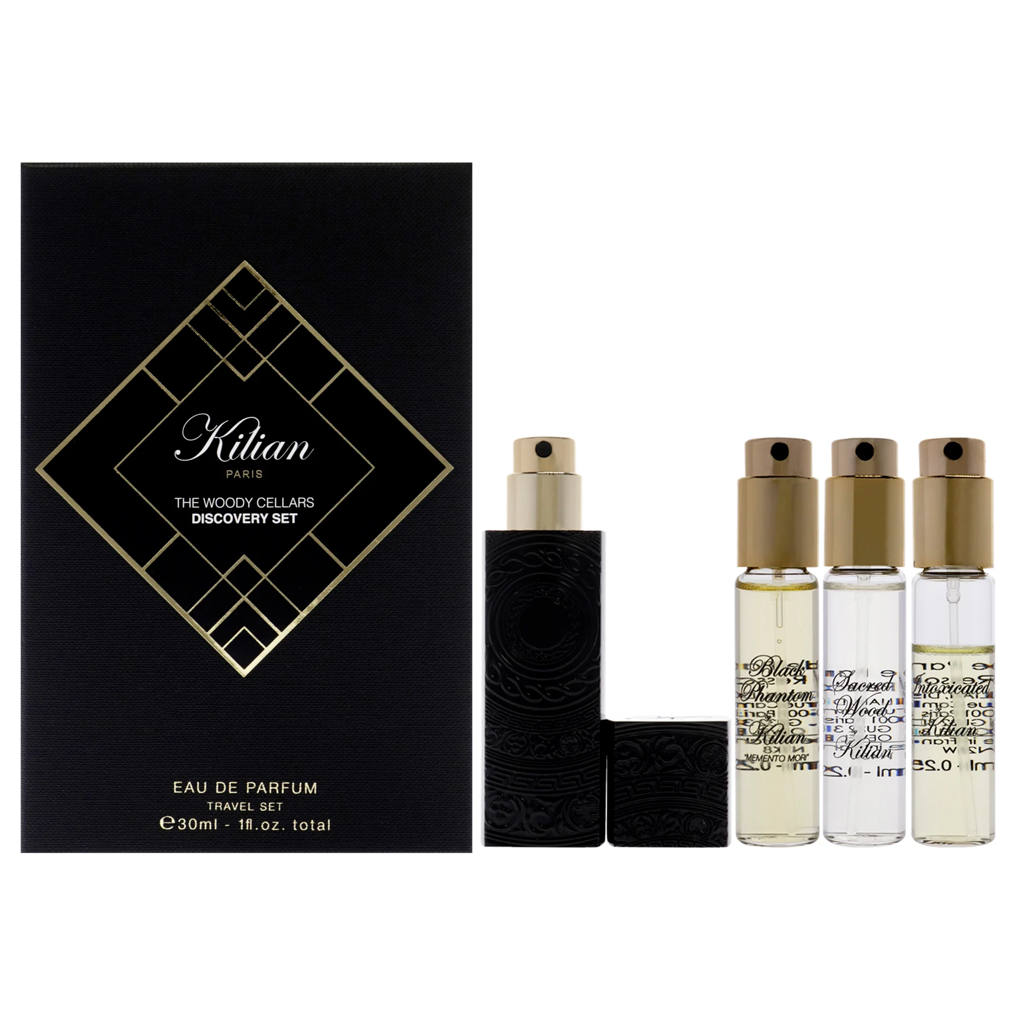 The Woody Cellars Discovery Set by Kilian for Unisex - 5 Pc Mini Gift Set 0.25oz Straight to Heaven EDP Spray (Refill)