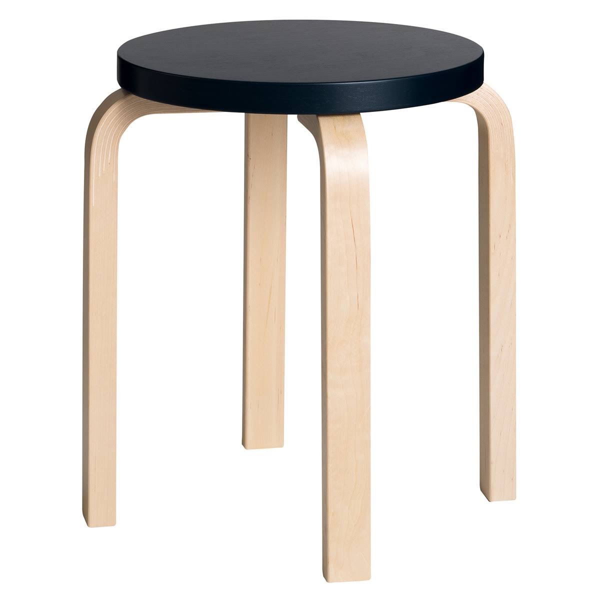 Artek Aalto Stool E60, Black - Birch