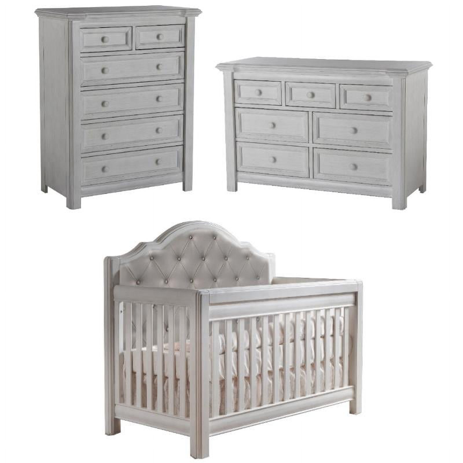 Home Square 3-Piece Set with Panel Crib and Double Dresser and 5-Drawer Dresser