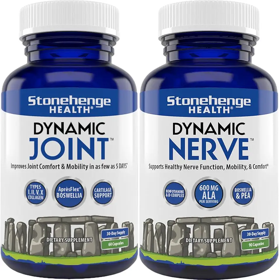 Stonehenge Health Dynamic Joint & Dynamic Nerve Bundle Supplements Supports: Joint Discomfort, Stiffness, Support Comfort, Tingling, Numbness