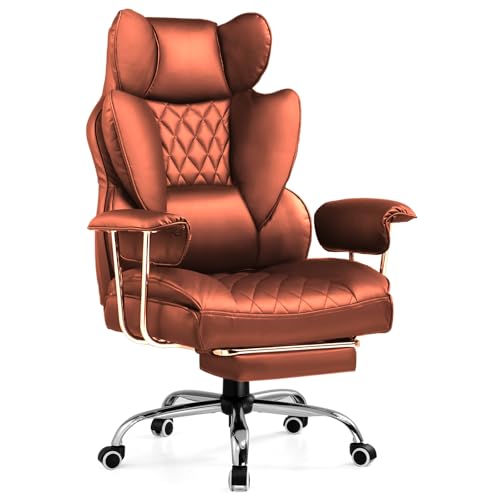 COMHOMA Big and Tall Office Chair, High Back Leather Gaming Chair with Footrest