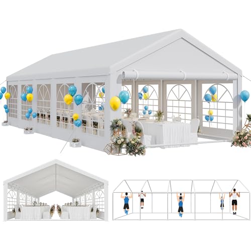 YITAHOME 16x32ft Heavy Duty Party Tent Outdoor Wedding Tent Canopy Event Shelters Upgraded Galvanized Steel Carport with Removable Sidewall Windows