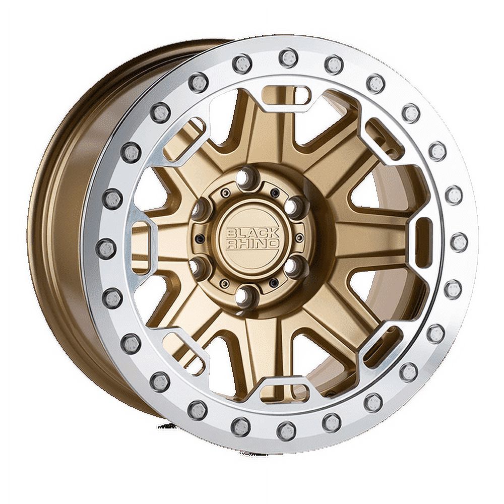 Black Rhino Aluminum Rim RIFT 17X8.5in Matte Gold with Machined Rings Finish, 1785RFT-88170L25