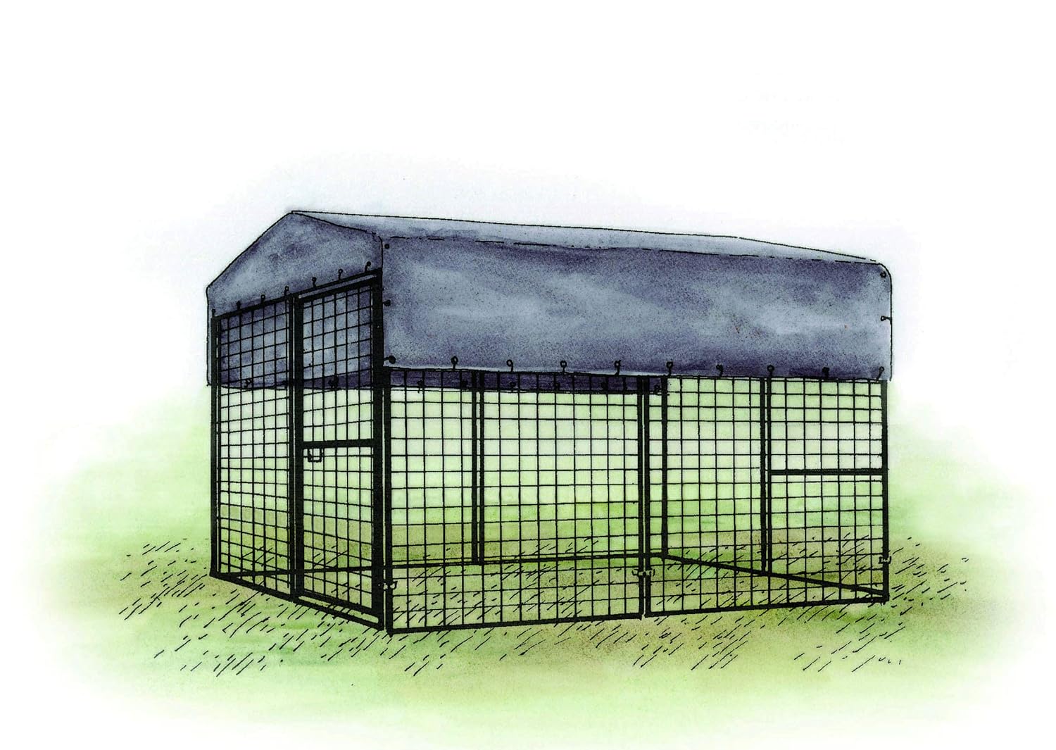 Regular 16 ft. Chicken Run – 7' Wx16'Lx4'H- Black Metal Wire Chicken Cage with Easy Assembly – Super Secure Welded Top – Corrosion-Proof Pen and