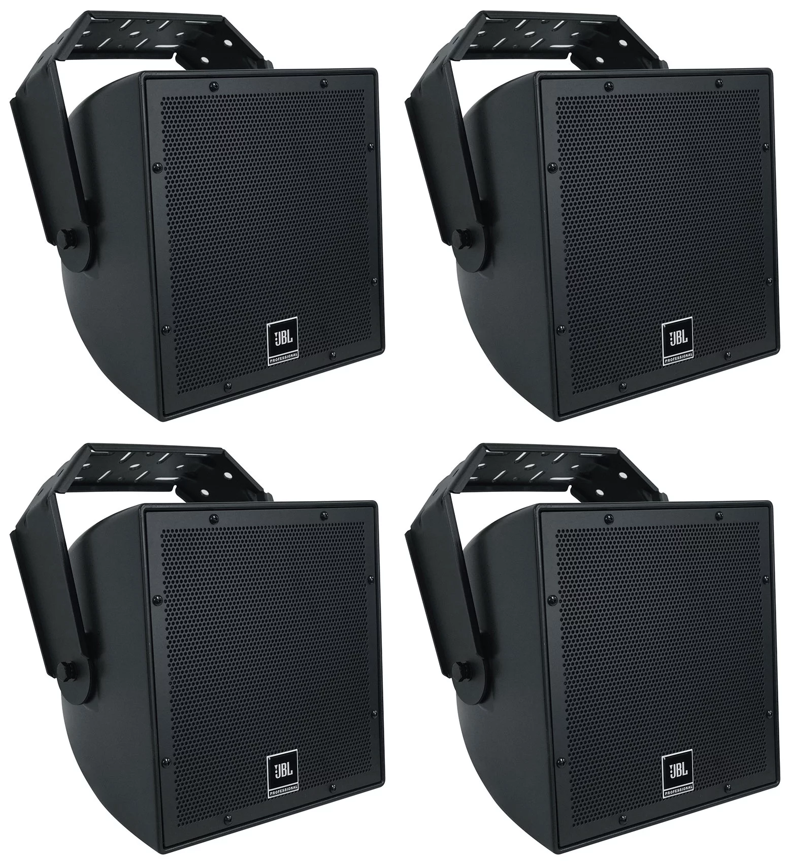 (4) JBL AWC82-BK 8" Black Indoor/Outdoor 70V Surface Mount Commercial Speakers