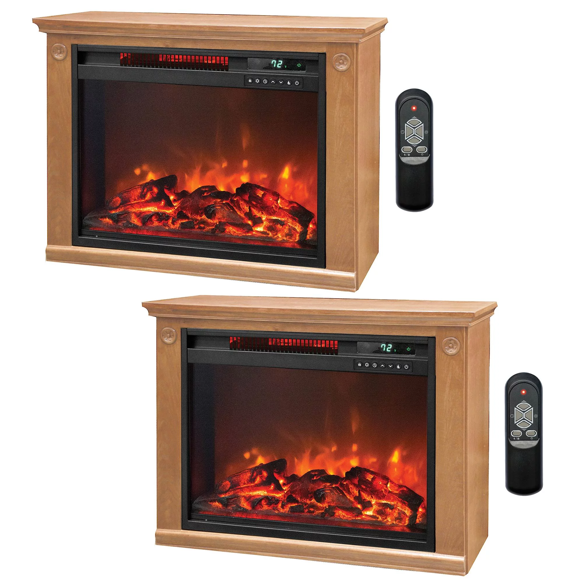 Lifesmart Quartz Infrared Electric Freestanding Portable Fireplace Heaters (Pair)