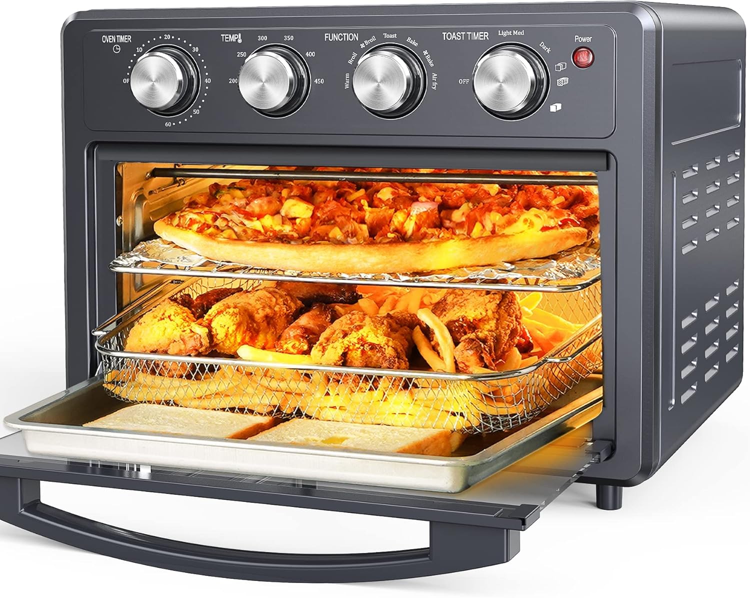 Air Fryer Toaster Oven Combo, 25 QT Air Fryer 7-in-1 Convection Toaster Oven with Air Fryer, Roast, Bake, Broil, Reheat