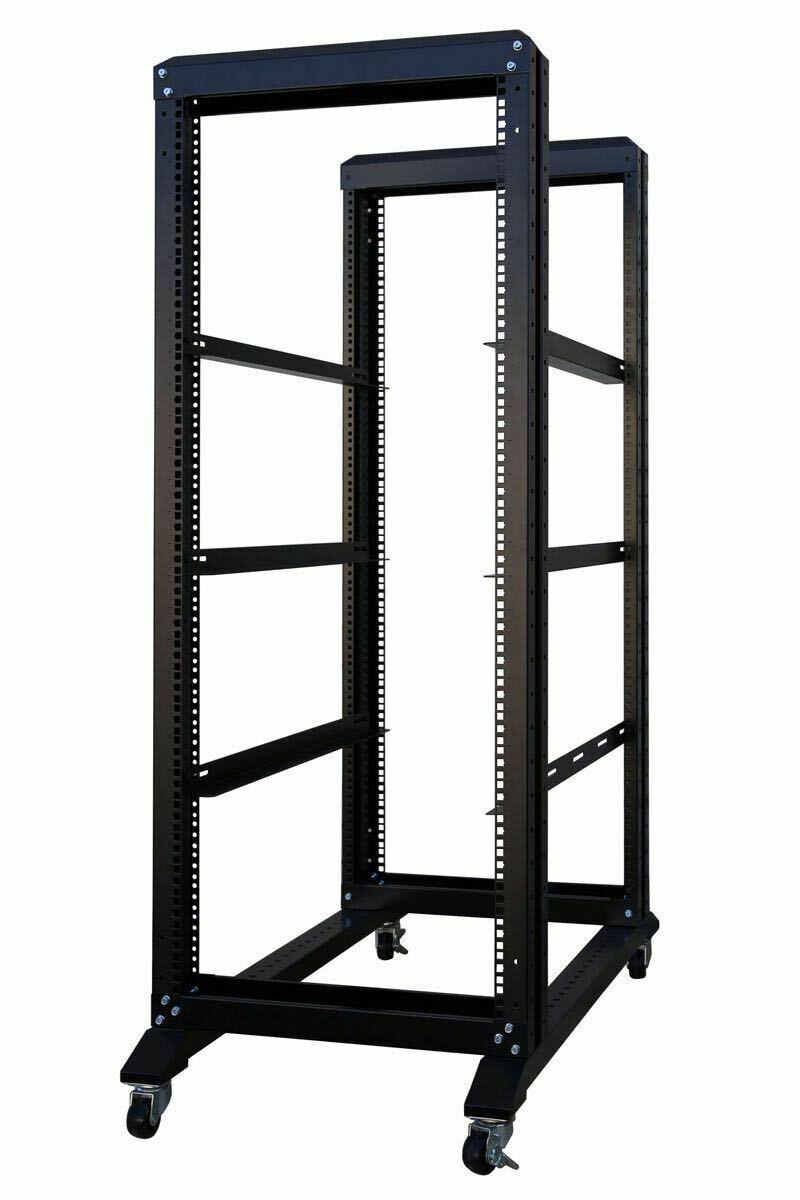Raising Electronics 4-Post 27U Adjustable Open Frame Server Rack It Network RELAY It 800mm Casters