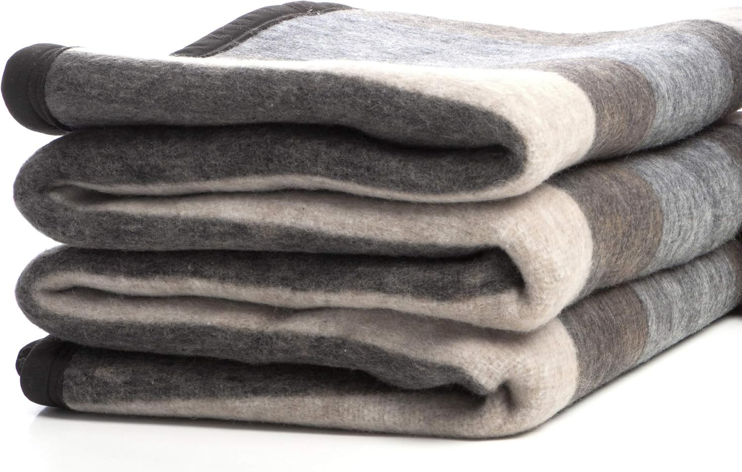 Alpaca and Sheep Wool Blanket, Soft and Thick, King Size, 86 x 103 inches, Earth Tones with Tan Stripes, Andean Collection, Made in Peru