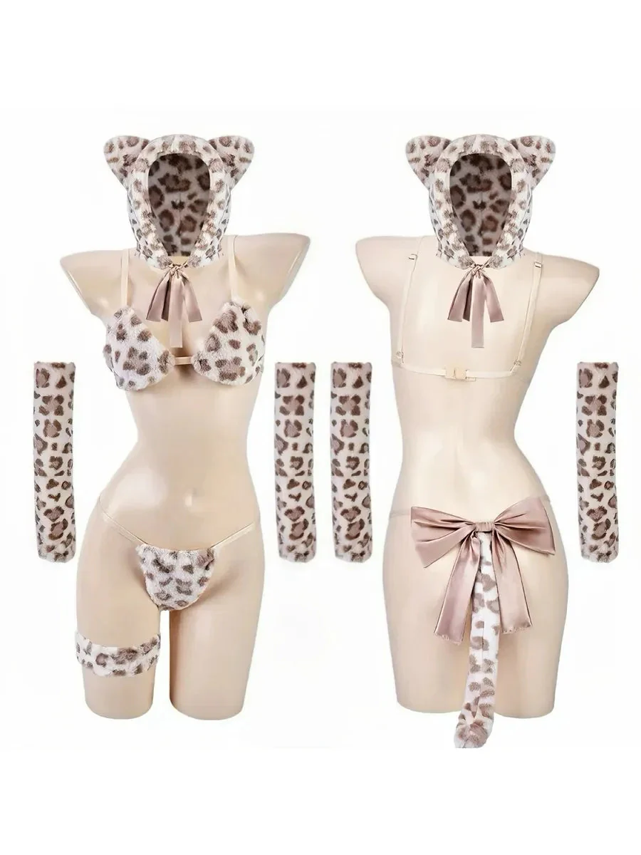 'Leopard Babe' Sexy Cute Valentine Fleeced Lingerie Set