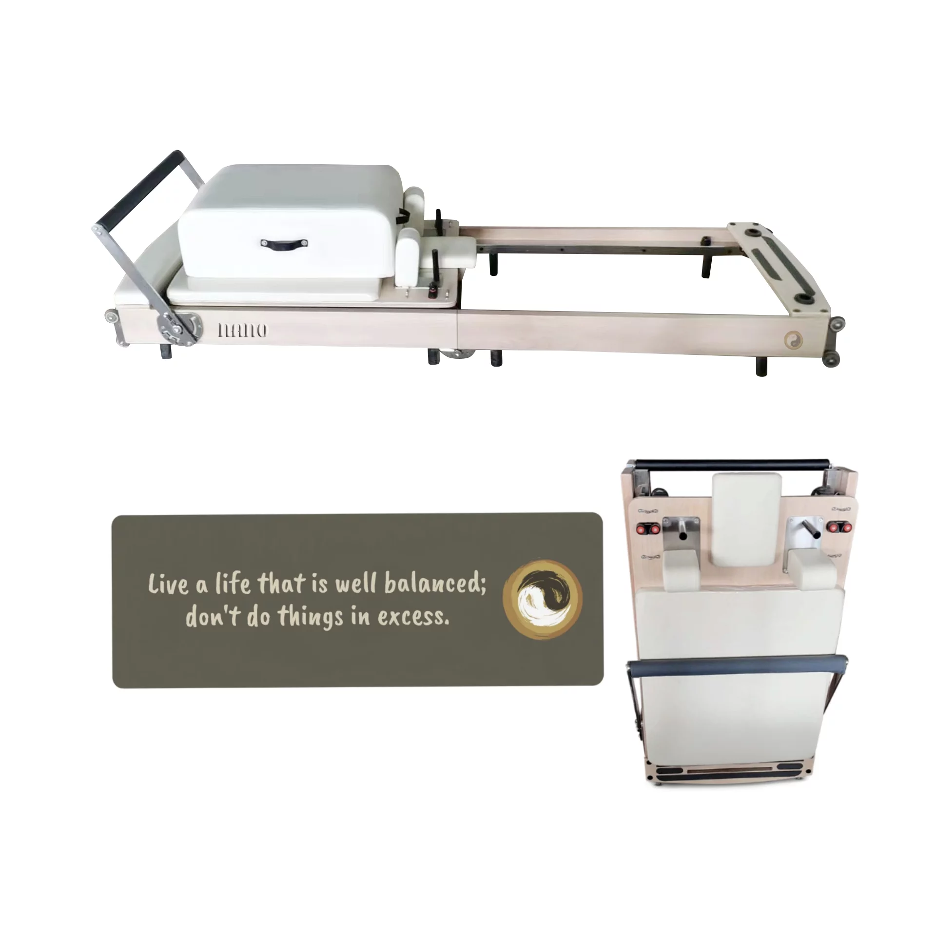 Nano Advanced - White Cherry Wood Pilates Reformer By PersonalHour - Radiant Selections