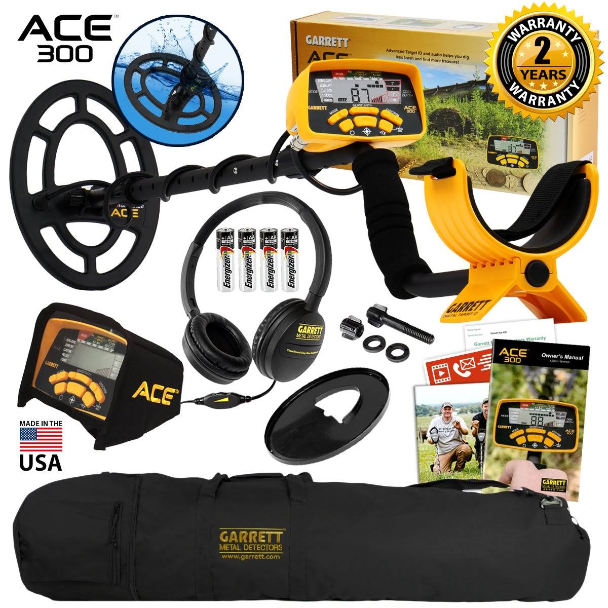 Garrett Ace 300 Metal Detector with Waterproof Search Coil and Carry Bag