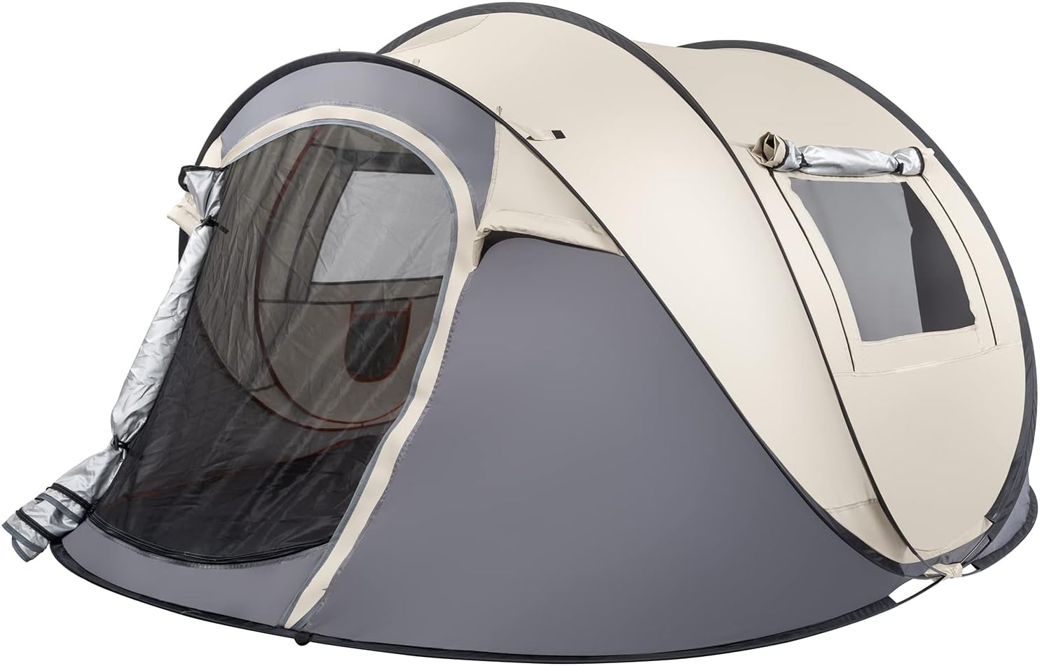 4 Person Pop Up Waterproof Camping Tent Easy Setup 2 Doors-Instant Mesh Windows for Camping Hiking Fishing Beach 2 Doors-Instant Family Traveling