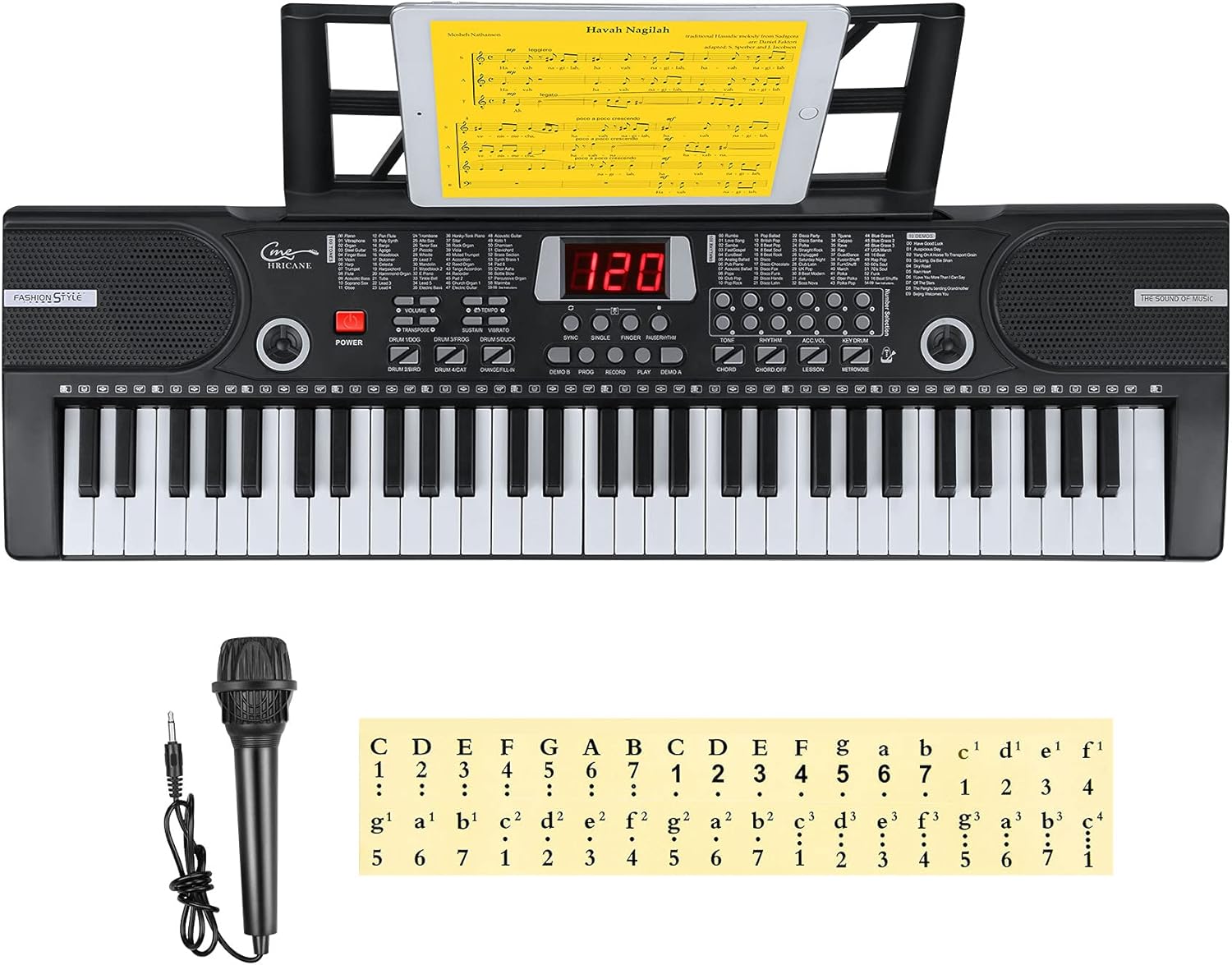 Hricane 61 Key Piano Keyboard for Beginners with Lighted Keys