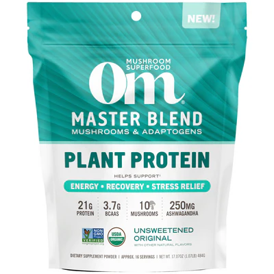 Master Blend Plant Protein Unsweetened 17.07 oz by Om Mushroom - Kansas Nuitrition - HNZSDS